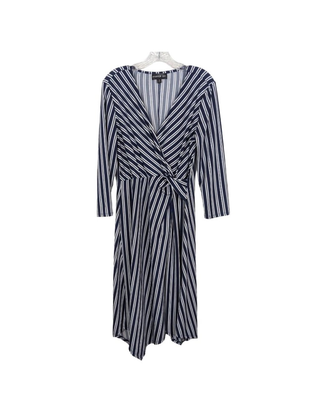 HARPER 241 long sleeve blue and white striped fit flare dress size 10
